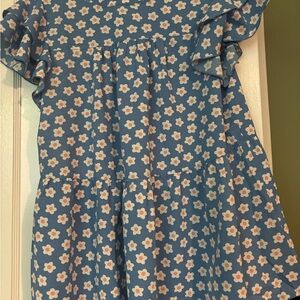 JODIFL Blue Floral Top with Ruffles